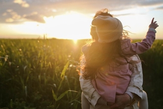 Piggy back at sunset