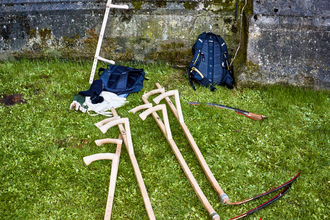 Scythes for mowing meadow at College Green