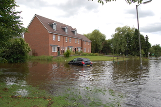Flooding around a new build housing estate