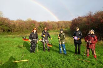 Rainbow over work party