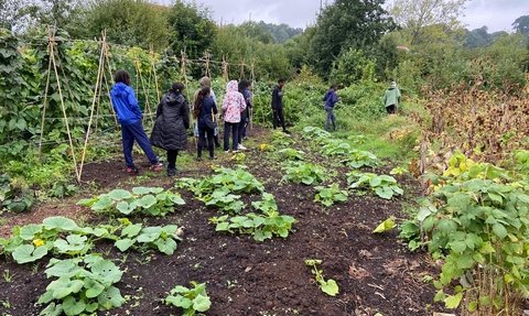 Black2Nature at Grow Wilder walking past veg patches