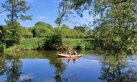 Kayak on river paddling