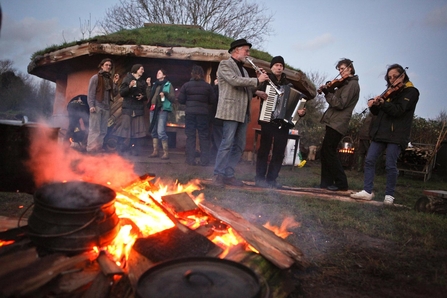 Wassail at the roundhouse at Grow Wilder