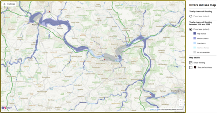 Map of river Avon flooding risks