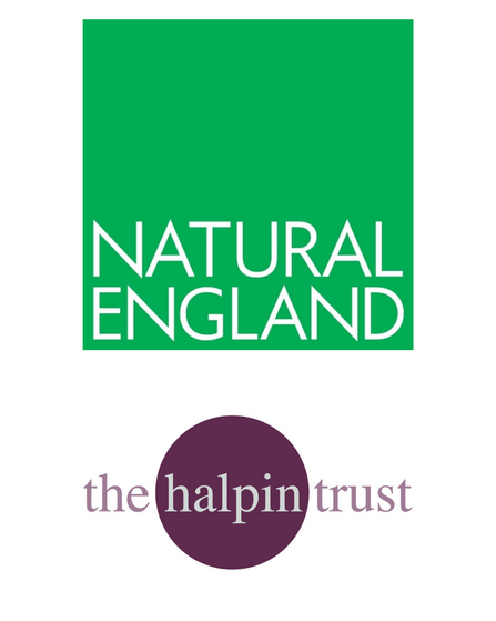 Logos of Natural England the Halpin Trust