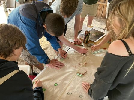 Young people working on a map at Grow Wilder
