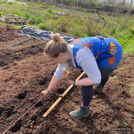 A woman sowing seeds