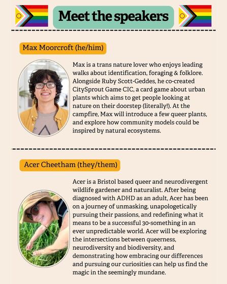 Bio info about speakers at the Pride Campfire event 2026: Max Moorcroft & Acer Cheetham 
