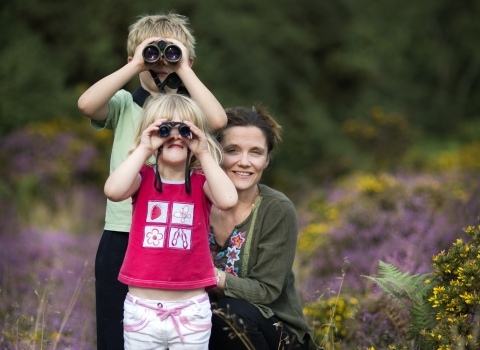 family with binoculars