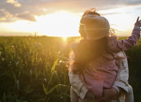 Piggy back at sunset