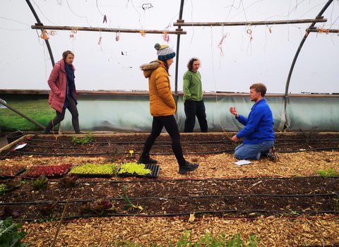 Grow Leader student in a polytunnel