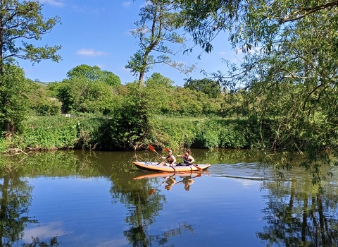 Kayak on river paddling