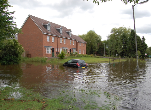 Flooding around a new build housing estate