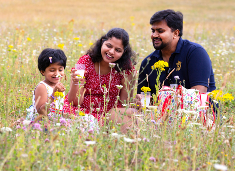 A family in a meadow