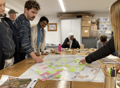 Young people undertaking desktop mapping activity in classroom